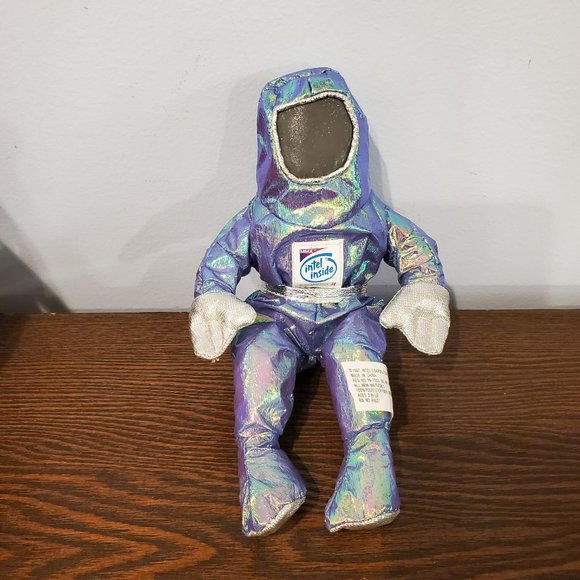 Intel Inside Space Man BunnyPeople Plush Beanie Blue Metallic Pentium II NWT 90s